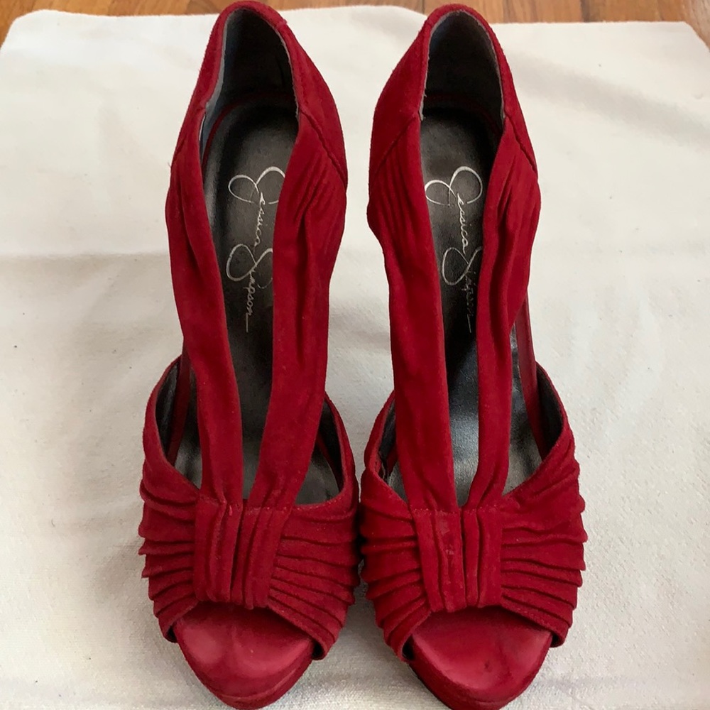 Jessica Simpson Evoni Red Suede Platform Pumps